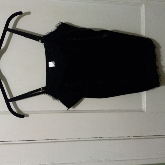 NWOT No Boundaries Chemise Blk Velvet/Lace & Fringe, Sz 7-9 - Picture 1 of 2